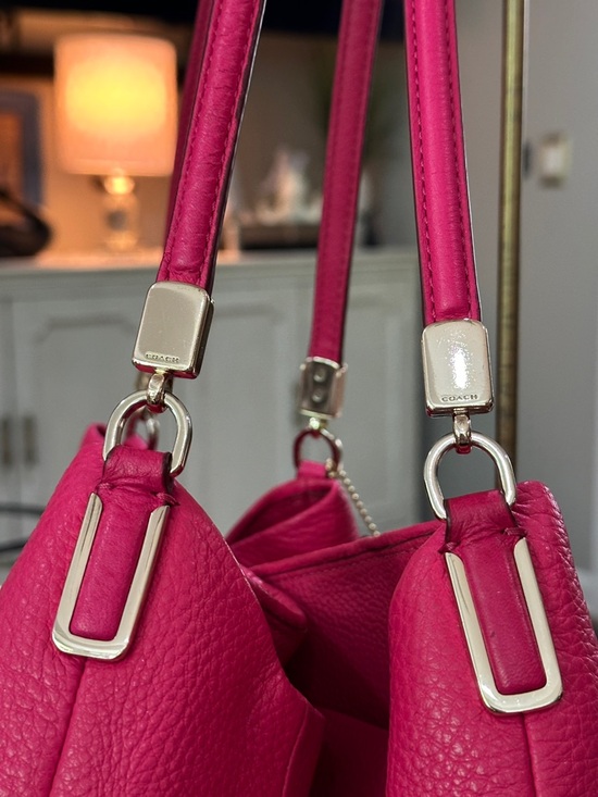 COACH Madison Phoebe Pebbled Leather Shoulder Bag in Pink Ruby Style F34495 NWOT